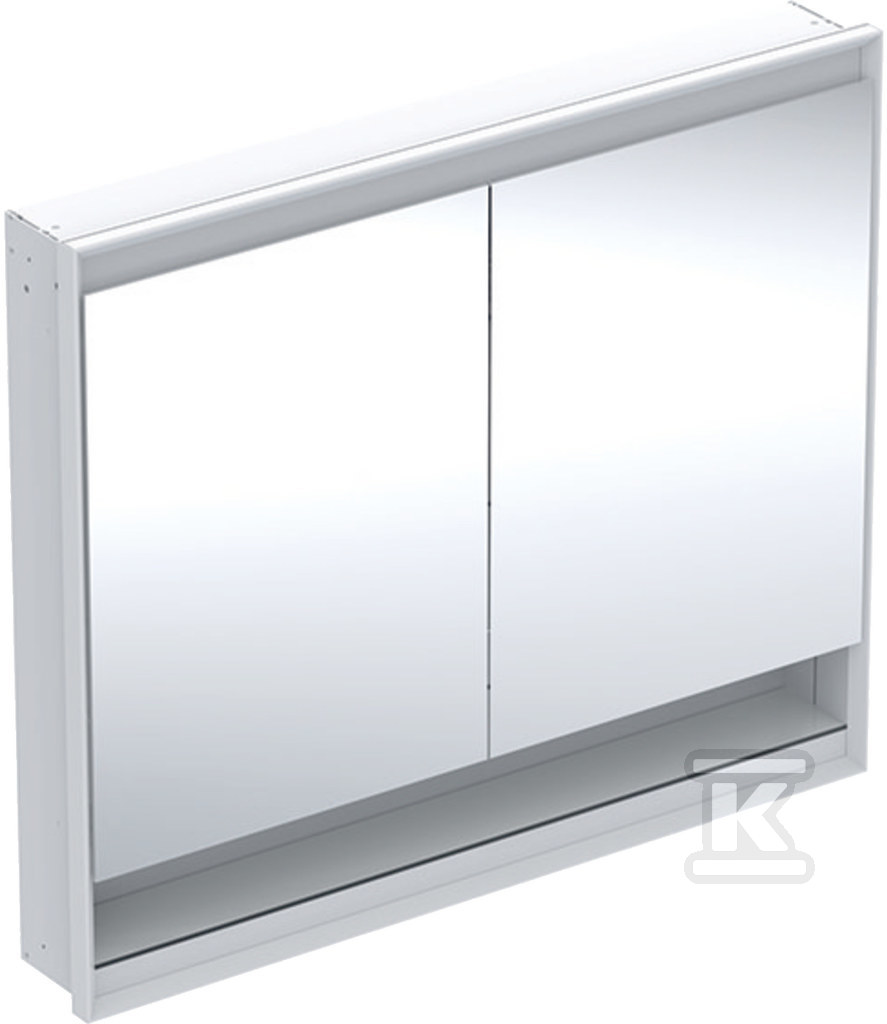 ONE Szafka z lustrem, Comfort Light, B105cm, H90cm, T15cm, z wnęką, montaż podtynkowy, z dwojgiem drzwi, biały 505.824.00.2 - obrazek 1