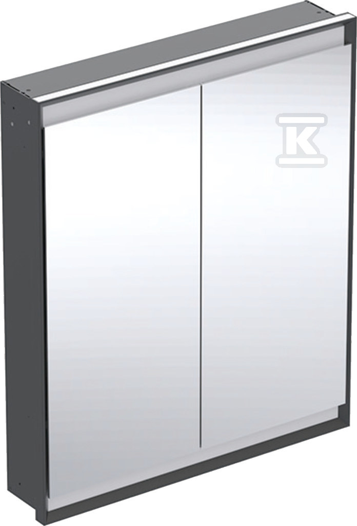 ONE Szafka z lustrem, Comfort Light, B75cm, H90cm, T15cm, montaż podtynkowy, z dwojgiem drzwi, czarny 505.802.00.7 - obrazek 1