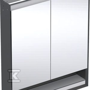 ONE Szafka z lustrem, Comfort Light, B75cm, H90cm, T15cm, z wnęką, montaż podtynkowy, z dwojgiem drzwi, czarny 505.822.00.7 ONE Szafka z lustrem, Comfort Light, B75cm, H90cm, T15cm, z wnęką, montaż podtynkowy, z dwojgiem drzwi, czarny 505.822.00.7