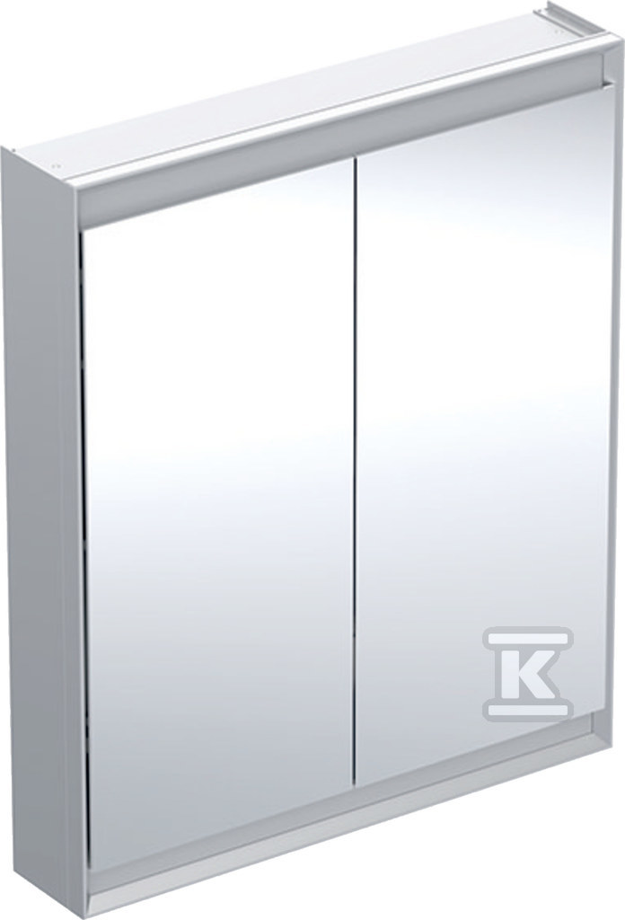 ONE Szafka z lustrem, Comfort Light, B75cm, H90cm, T15cm, montaż natynkowy, z dwojgiem drzwi, szary 505.812.00.1 - obrazek 1