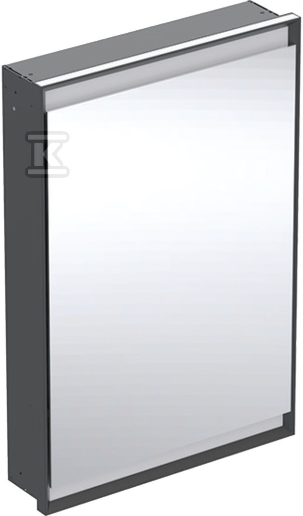 ONE Szafka z lustrem, Comfort Light, B60cm, H88cm, T15cm, montaż podtynkowy, z jednymi drzwiami, zawias po lewej stronie, czarny 505.800.00.7 - obrazek 1
