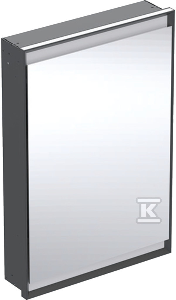 ONE Szafka z lustrem, Comfort Light, B60cm, H88cm, T15cm, montaż podtynkowy, z jednymi drzwiami, zawias po prawej stronie, czarny 505.801.00.7 - obrazek 1