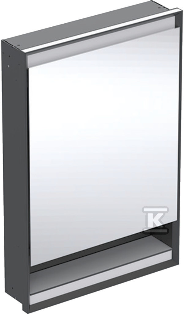 ONE Szafka z lustrem, Comfort Light, B60cm, H88cm, T15cm, z wnęką, montaż podtynkowy, z jednymi drzwiami, zawias po lewej stronie, czarny 505.820.00.7 - obrazek 1