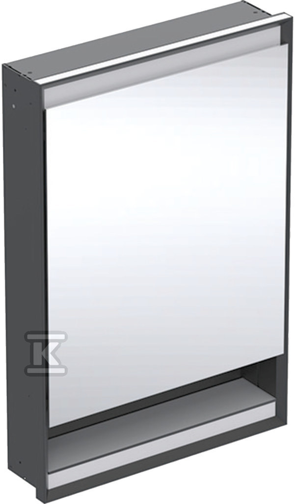 ONE Szafka z lustrem, Comfort Light, B60cm, H88cm, T15cm, z wnęką, montaż podtynkowy, z jednymi drzwiami, zawias po prawej stronie, czarny 505.821.00.7 - obrazek 1