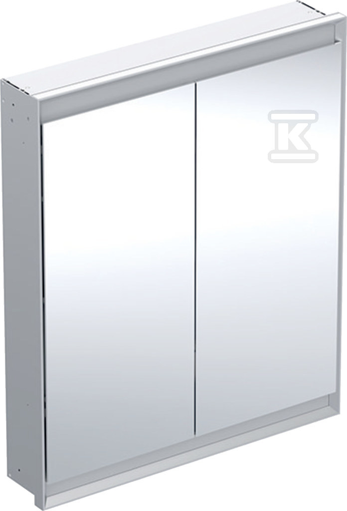 ONE Szafka z lustrem, Comfort Light, B75cm, H90cm, T15cm, montaż podtynkowy, z dwojgiem drzwi, szary 505.802.00.1 - obrazek 1
