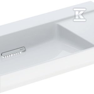 ONE Umywalka, odpływ poziomy, B90cm, T48cm, bez otworu, bez przelewu, z powierzchnią odkładczą po prawej stronie, KeraTect 505.042.00.1