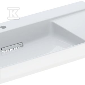 ONE Umywalka, odpływ poziomy, B90cm, T48cm, z otworem na baterię po lewej stronie, bez przelewu, z powierzchnią odkładczą po prawej stronie, KeraTect 505.039.00.1