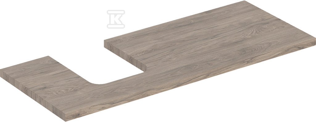 ONE Blat pod umywalkę, wycięcie z lewej strony, do umywalki stawianej na blat w kształcie misy, B120cm, H3cm, T47cm, orzech włoski hickory 505.295.00.6 - obrazek 1