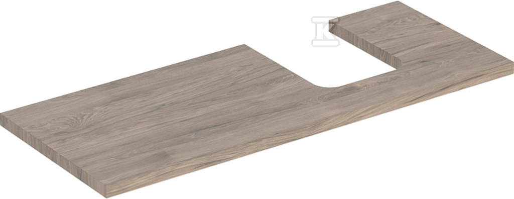 ONE Blat pod umywalkę, wycięcie z prawej strony, do umywalki stawianej na blat w kształcie misy, B120cm, H3cm, T47cm, orzech włoski hickory 505.315.00.6 - obrazek 1