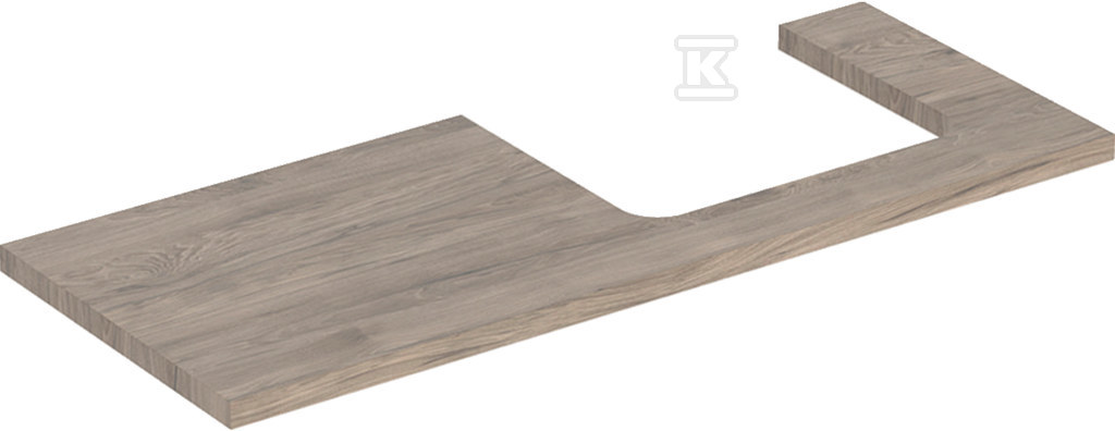 ONE Blat pod umywalkę, wycięcie z prawej strony, do prostokątnej umywalki stawianej na blat, B120cm, H3cm, T47cm, orzech włoski hickory 505.325.00.6 - obrazek 1