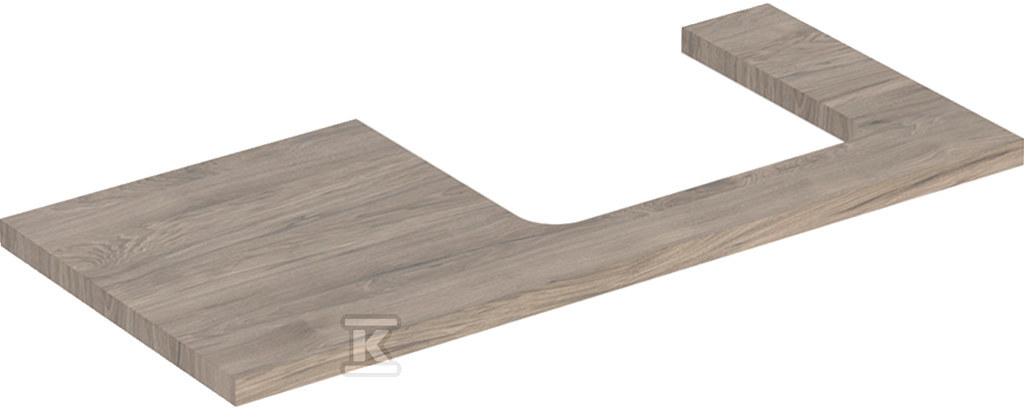 ONE Blat pod umywalkę, wycięcie z prawej strony, do prostokątnej umywalki stawianej na blat, B105cm, H3cm, T47cm, orzech włoski hickory 505.324.00.6 - obrazek 1