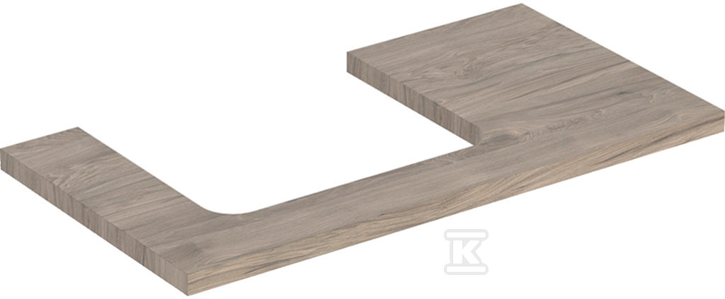 ONE Blat pod umywalkę, wycięcie z lewej strony, do prostokątnej umywalki stawianej na blat, B90cm, H3cm, T47cm, orzech włoski hickory 505.303.00.6 - obrazek 1