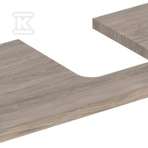 ONE Blat pod umywalkę, wycięcie z prawej strony, do umywalki stawianej na blat w kształcie misy, B90cm, H3cm, T47cm, orzech włoski hickory 505.313.00.6 ONE Blat pod umywalkę, wycięcie z prawej strony, do umywalki stawianej na blat w kształcie misy, B90cm, H3cm, T47cm, orzech włoski hickory 505.313.00.6