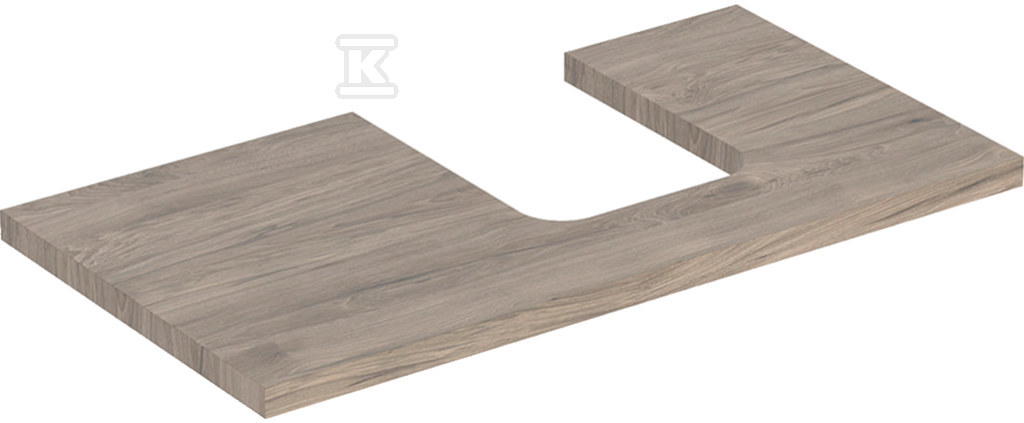 ONE Blat pod umywalkę, wycięcie z prawej strony, do umywalki stawianej na blat w kształcie misy, B90cm, H3cm, T47cm, orzech włoski hickory 505.313.00.6 - obrazek 1