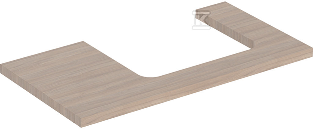 ONE Blat pod umywalkę, wycięcie z prawej strony, do prostokątnej umywalki stawianej na blat, B90cm, H3cm, T47cm, dąb 505.323.00.5 - obrazek 1