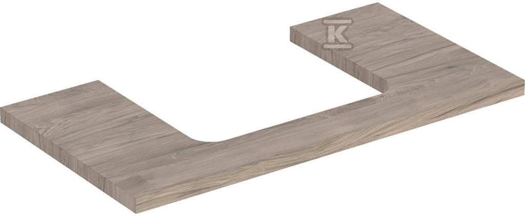 ONE Blat pod umywalkę, wycięcie na środku, do prostokątnej umywalki stawianej na blat, B90cm, H3cm, T47cm, orzech włoski hickory 505.283.00.6 - obrazek 1