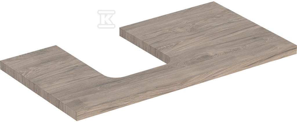 ONE Blat pod umywalkę, wycięcie z lewej strony, do umywalki stawianej na blat w kształcie misy, B90cm, H3cm, T47cm, orzech włoski hickory 505.293.00.6 - obrazek 1