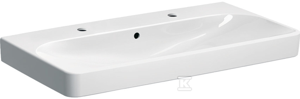 Umywalka Smyle Square B90 cm, H16.5 cm, T48 cm, z przelewem, z dwoma otworami na baterię 500.252.01.1 - obrazek 1