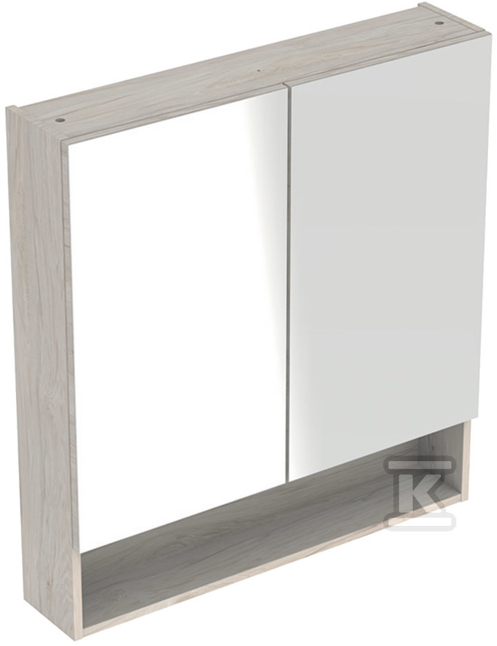Selnova Square Szafka z lustrem, B78.8cm, H85cm, T17.5cm, z dwojgiem drzwi, orzech włoski hickory jasny 501.271.00.1 - obrazek 1