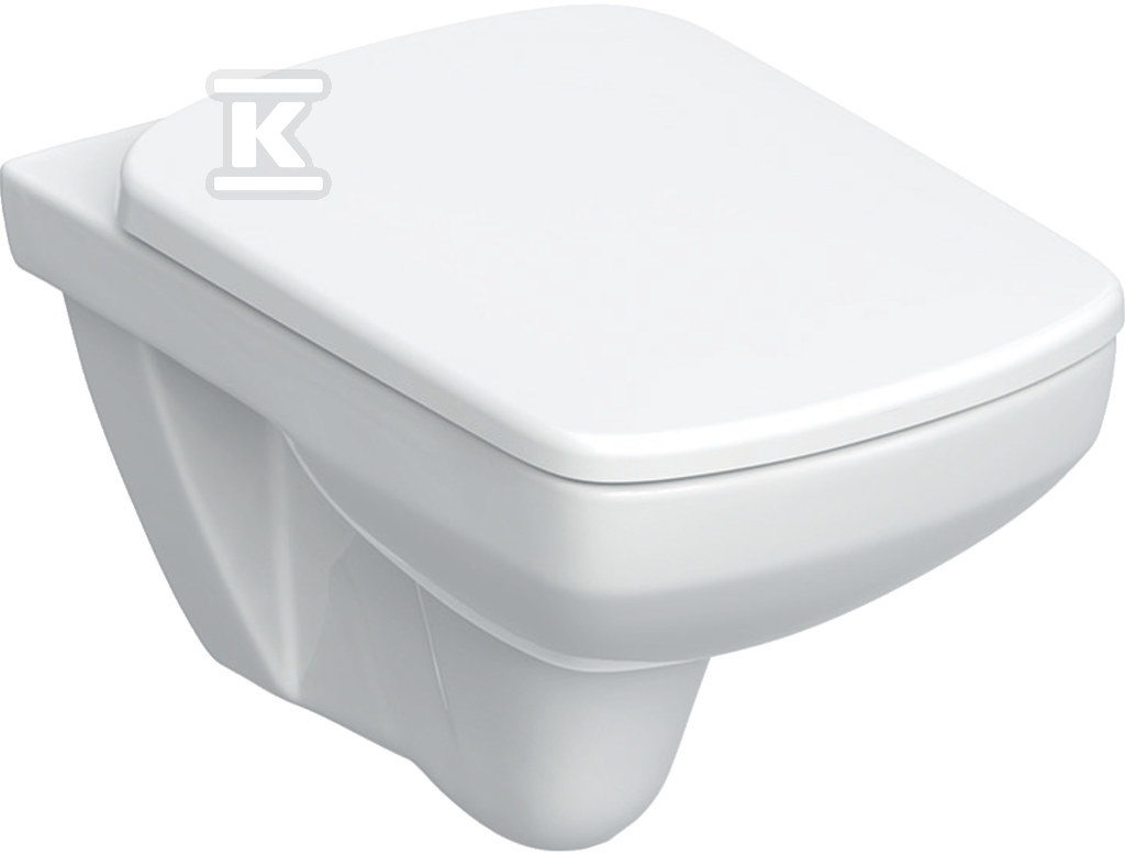 Zestaw wiszącej miski WC Selnova Square lejowa, B35.5 cm, H39 cm, T53 cm, Rimfree, z deską sedesową, mocowanie od góry, wolne opadanie, z wypinanymi zawiasami, zachodząca pokrywa, antybakteryjna 501.961.00.1 - obrazek 1