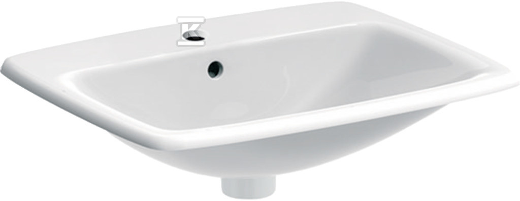 Umywalka wpuszczana w blat Selnova Square B55 cm, H17 cm, T45 cm, z przelewem, z otworem na baterię 500.306.01.1 - obrazek 1