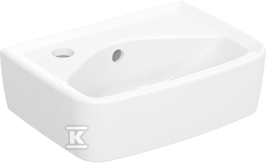 Umywalka kompaktowa Rekord - kształt geometryczny, krótka, B35 cm, H15 cm, T25 cm, z otworem na baterię z lewej strony, z przelewem K92933000 - obrazek 1