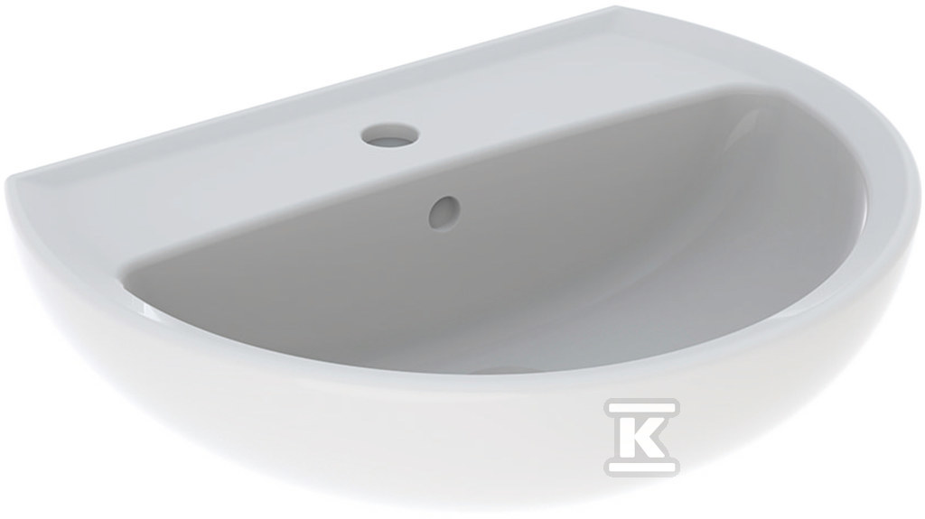 Umywalka Rekord - B55 cm, H17 cm, T42 cm, z otworem na baterię, z przelewem K91155000 - obrazek 1