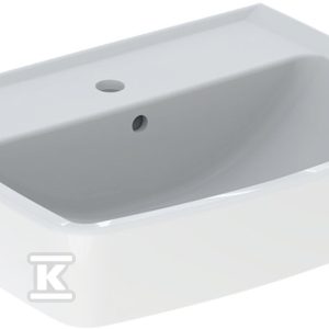 Umywalka kompaktowa Rekord – kształt geometryczny, B50 cm, H17 cm, T38 cm, z otworem na baterię, z przelewem K91952000