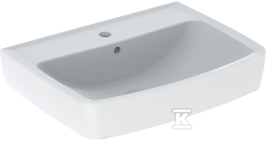 Umywalka Rekord - kształt geometryczny, B60 cm, H18 cm, T45 cm, z otworem na baterię, z przelewem K91962000 - obrazek 1