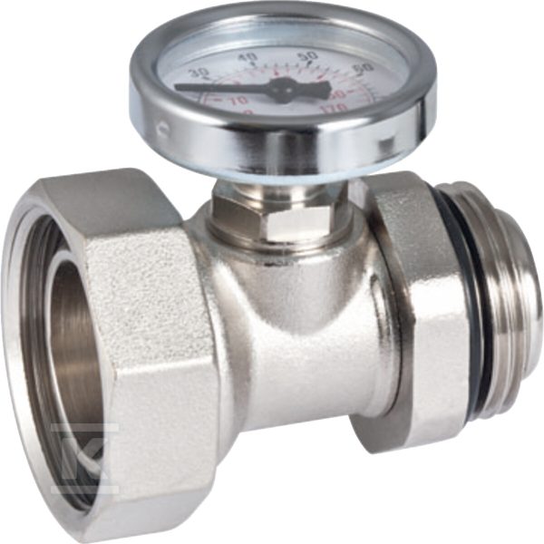 Nypel gwintowany Geberit z nakrętką i termometrem: CW617N, G=1 1/4”, Niklowany 652.419.22.1