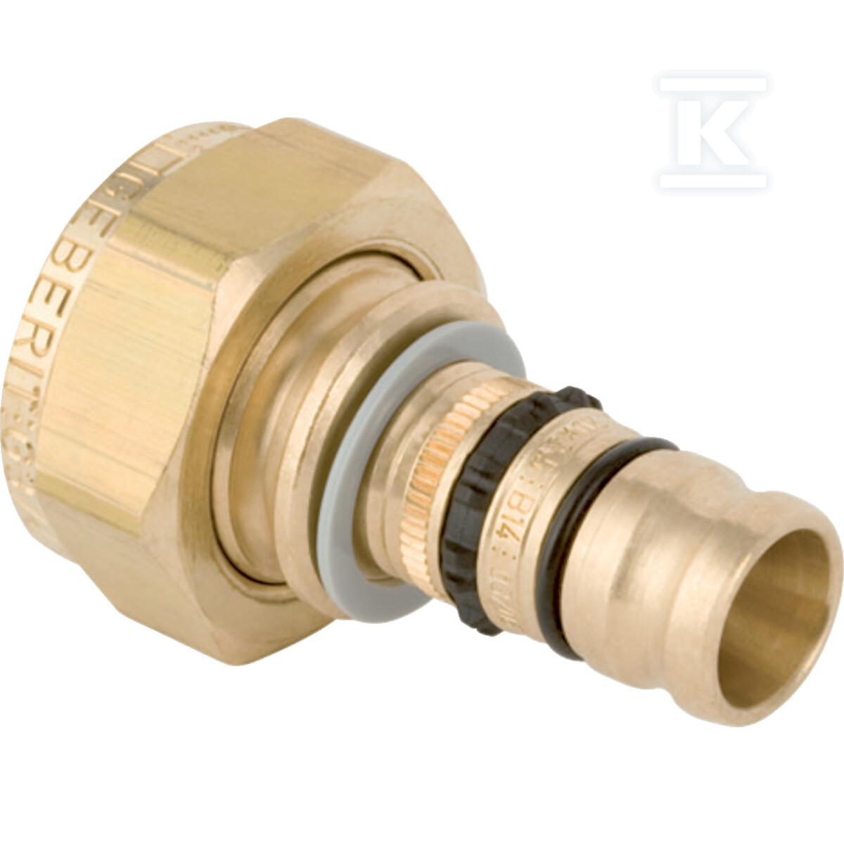 Złączka przejściowa Geberit Mepla z nakrętką: CuZn21Si3P, d=16mm, di=11mm, G=3/8