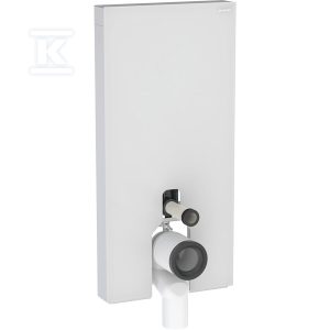Moduł sanitarny Monolith do stojącej miski WC, 101 cm, obudowa przednia ze szkła: Front: biały / szkło satynowane, Obudowa boczna: aluminium szczotkowane 131.002.TD.5