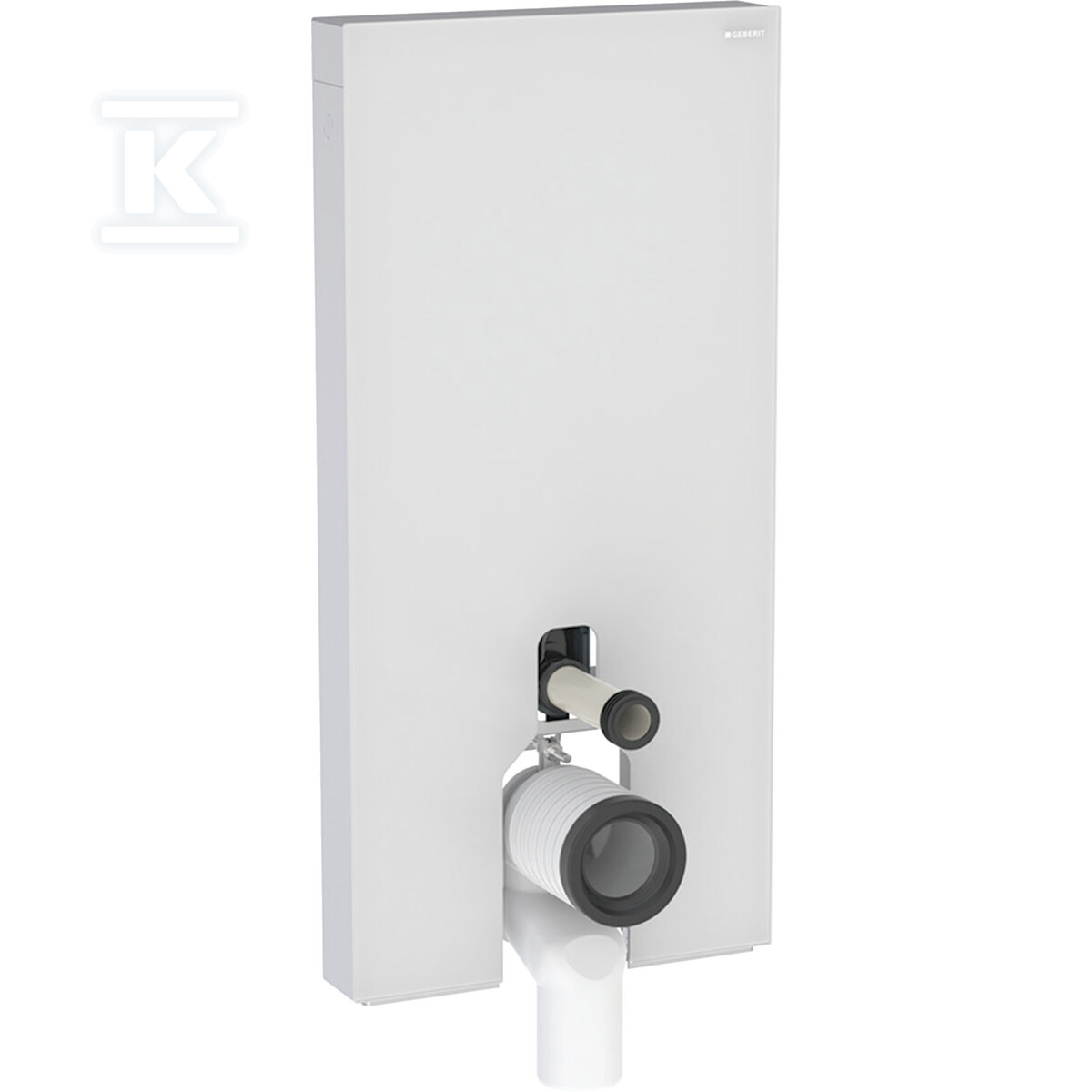 Moduł sanitarny Monolith do stojącej miski WC, 101 cm, obudowa przednia ze szkła: Front: biały / szkło satynowane, Obudowa boczna: aluminium szczotkowane 131.002.TD.5 - obrazek 1