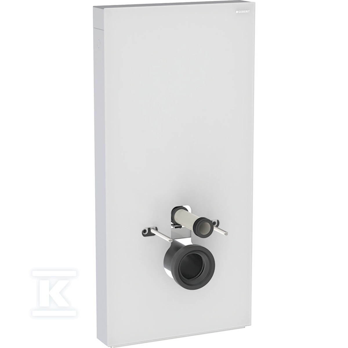 Moduł sanitarny Monolith do wiszącej miski WC, 101 cm, obudowa przednia ze szkła: Front: biały / szkło satynowane, Obudowa boczna: aluminium szczotkowane 131.021.TD.5 - obrazek 1