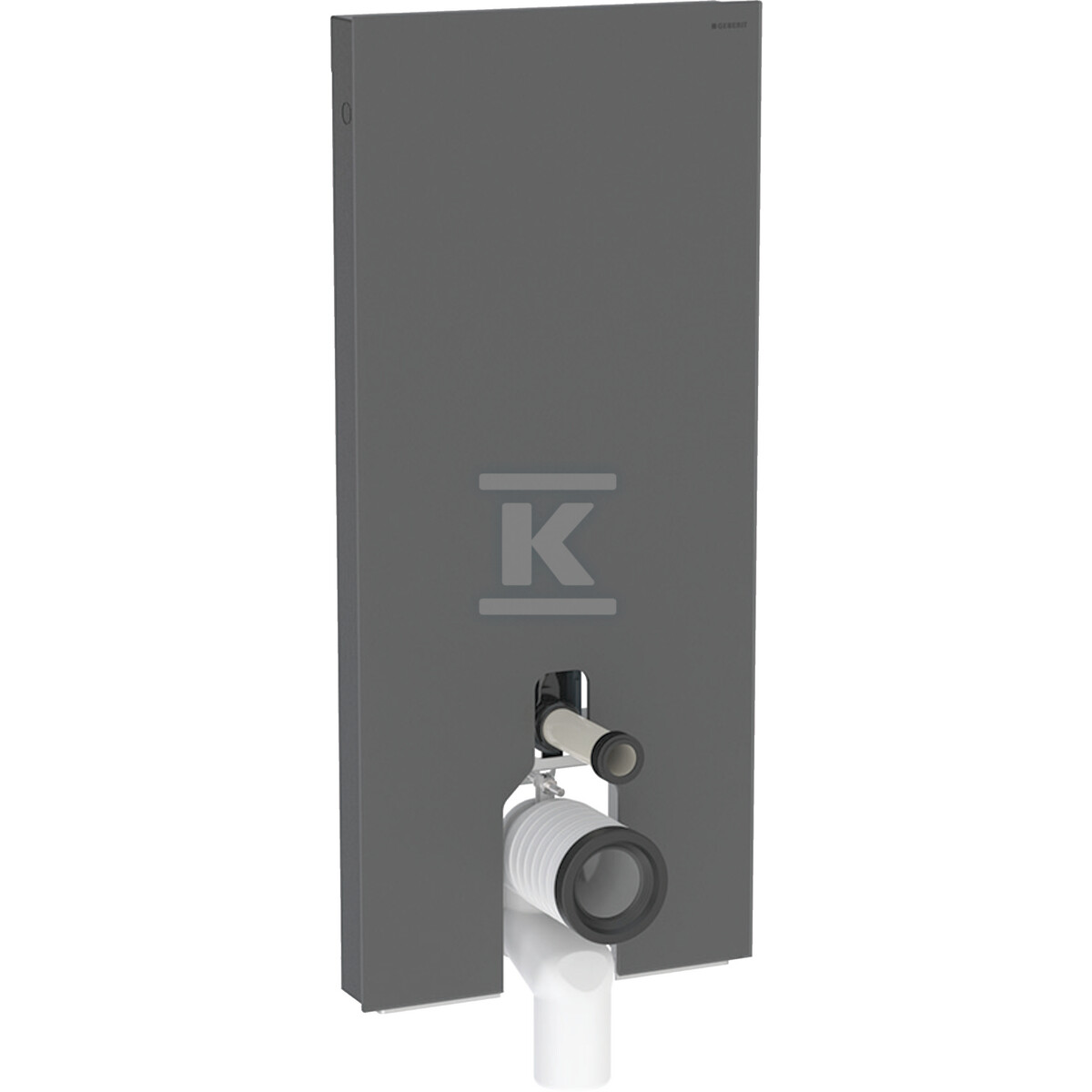 Moduł sanitarny Monolith do stojącej miski WC, 114 cm, obudowa przednia ze szkła: Front: czarny / szkło satynowane, Obudowa boczna: czarny / aluminium szczotkowane 131.033.CD.5 - obrazek 1