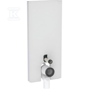 Moduł sanitarny Monolith do stojącej miski WC, 114 cm, obudowa przednia ze szkła: Front: biały / szkło satynowane, Obudowa boczna: aluminium szczotkowane 131.033.TD.5