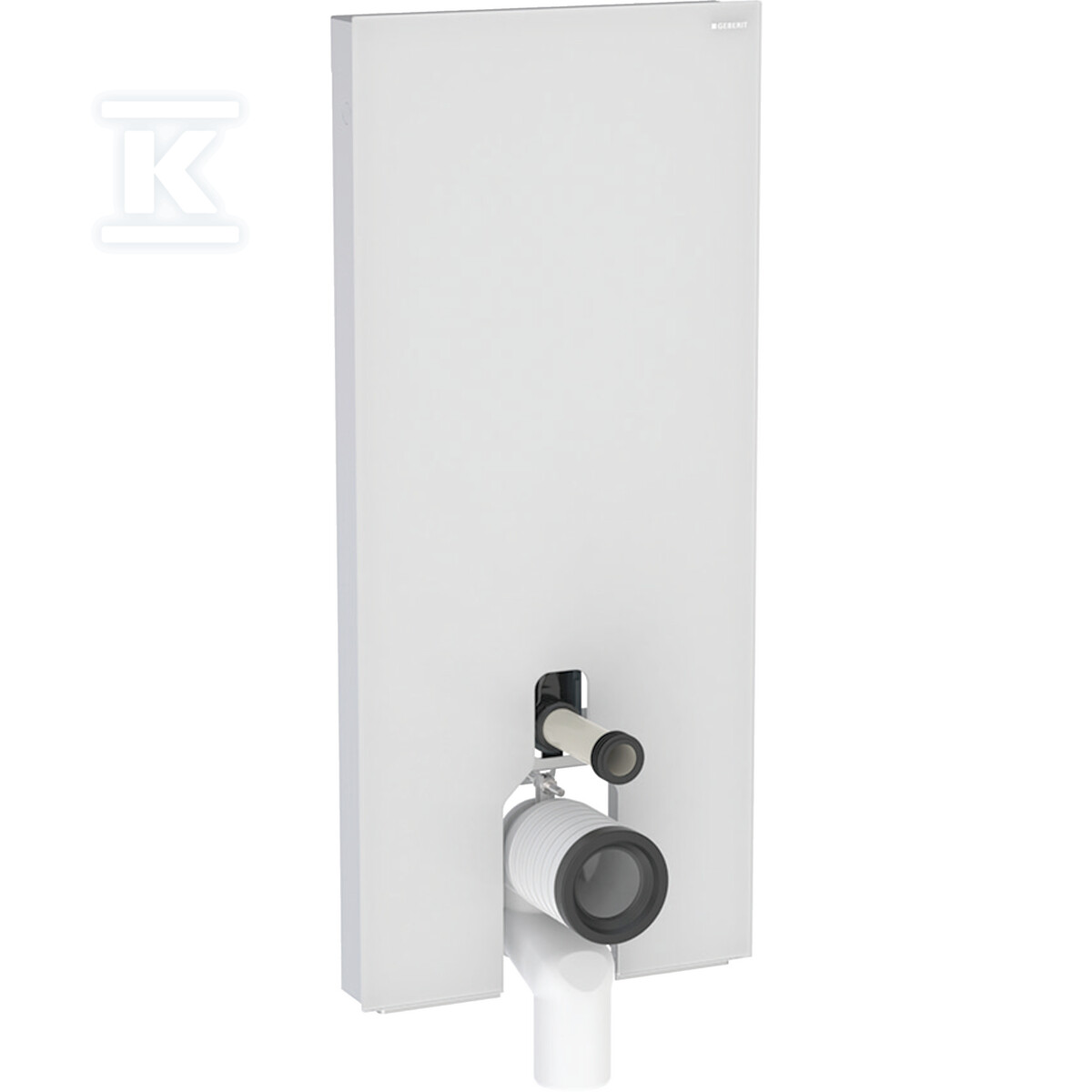 Moduł sanitarny Monolith do stojącej miski WC, 114 cm, obudowa przednia ze szkła: Front: biały / szkło satynowane, Obudowa boczna: aluminium szczotkowane 131.033.TD.5 - obrazek 1