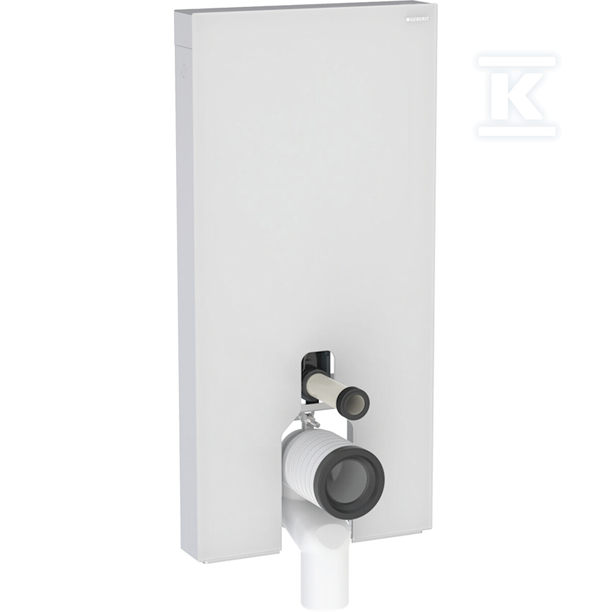 Moduł sanitarny Monolith Plus do stojącej miski WC, 101 cm, obudowa przednia ze szkła: Front: biały / szkło satynowane, Obudowa boczna: aluminium szczotkowane 131.202.TD.7 - obrazek 1