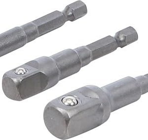 BGS 9685 Zestaw adapterów do wiertarek napęd 6,3 mm (1/4″) sześciokąt (1/4″), 10 (3/8″), 12,5 (1/2″), 3 szt.