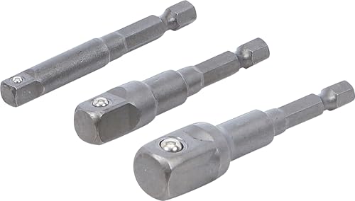 BGS 9685 Zestaw adapterów do wiertarek napęd 6,3 mm (1/4") sześciokąt (1/4"), 10 (3/8"), 12,5 (1/2"), 3 szt. - obrazek 1