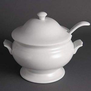 Olympia Y094 zupa Tureen i chochla 2,5 l 88 uncji 227 x 250 mm z pokrywką do serwowania restauracji, biała Olympia Y094 zupa Tureen i chochla 2,5 l 88 uncji 227 x 250 mm z pokrywką do serwowania restauracji, biała