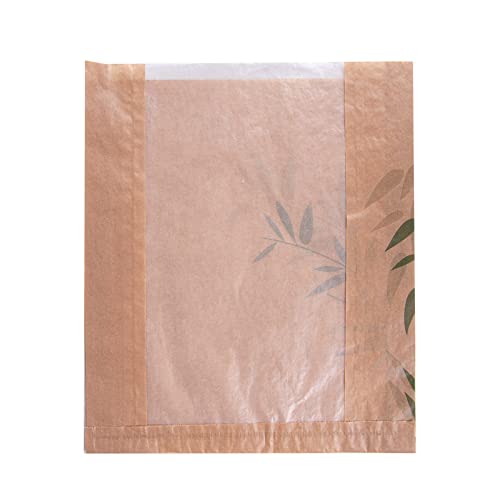 250 sztuk Torby na chleb z oknem Eco 'Feel Green’ 32 G/M2 26+4X30 Cm Natural Kraft