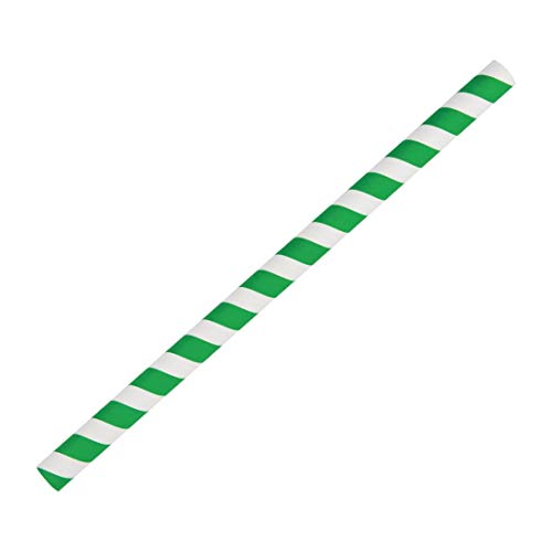Fiesta Green Kompostowalne papierowe słomki smoothie zielone paski (250 sztuk) - obrazek 1