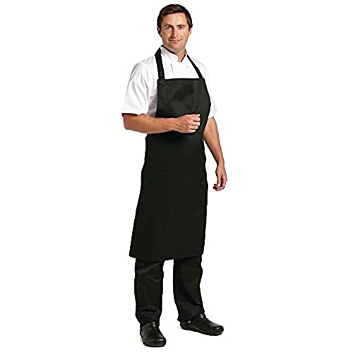 Whites Polycotton śliniak czarny fartuch szefa kuchni gotowanie cateringu długie krawaty