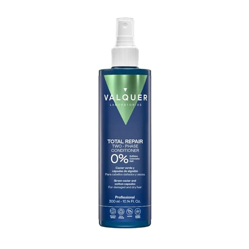 Valquer Profesional Total Repair dwufazowa odżywka do włosów zniszczonych, z zielonym kawiorem, bawełnianą kapsułką i zero% (siarczany, barwniki, sól, parabeny, roztocza) 300 ml - obrazek 1