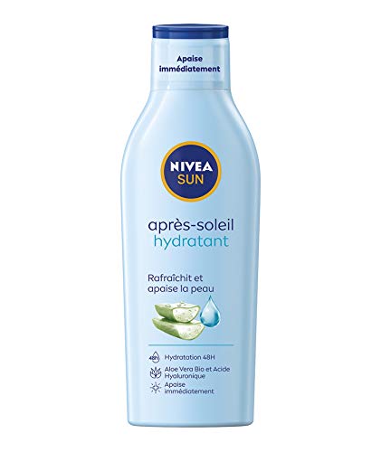 NIVEA SUN 48H Nawilżające mleko po opalaniu Odświeża i koi skórę Organiczny aloes kwas hialuronowy Lekka nietłusta formuła Wszystkie rodzaje skóry 200 ml