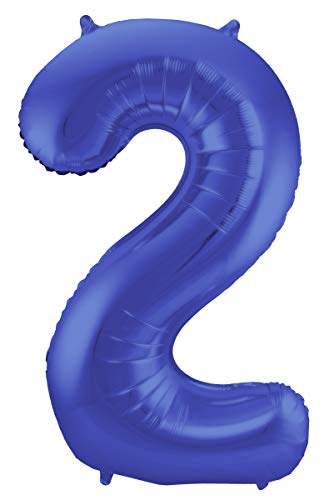Balon foliowy, cyfra 2, 86 cm, niebieski - obrazek 1
