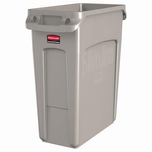Rubbermaid Produkty komercyjne 1971259, Odpowietrzony pojemnik na śmieci, 60 litrów, beżowy, plastikowy, 1971259
