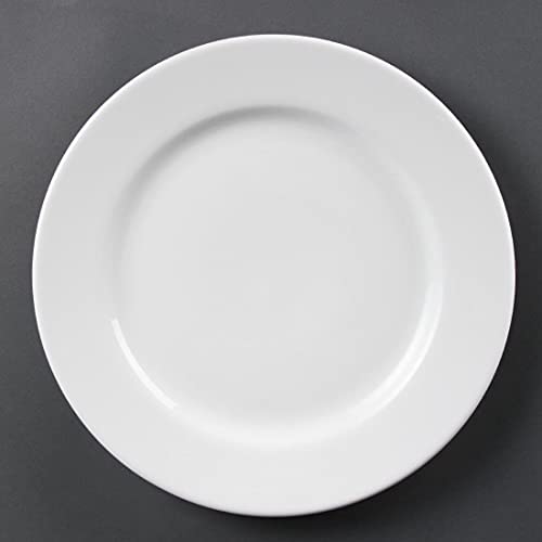 Olympia Whiteware talerz serwisowy z szeroką krawędzią, 310 mm, porcelana, innowacyjny, 6 sztuk - obrazek 1