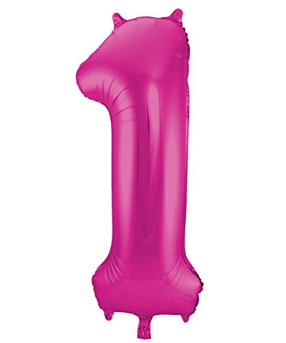 Balon foliowy, cyfra 1, różowy, 86 cm - obrazek 1